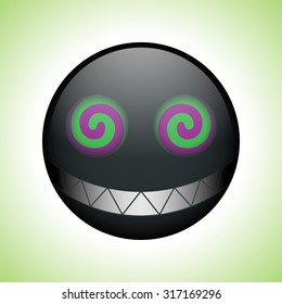 black crazy fun Emoji, use opacity mask, vector EPS 10