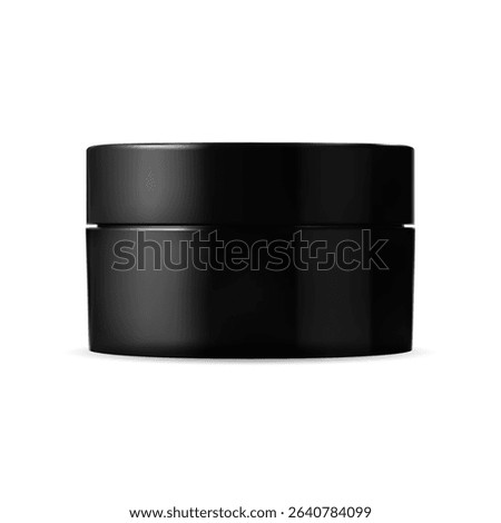 Black cream jar vector blank. Glossy plastic beauty cosmetic packaging mock up. Face skin care gel or powder round container, moisturizer creme or butter. Glossy glass jar mockup