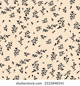 Black Cream Leaf Seamless Pattern Background wallpaper