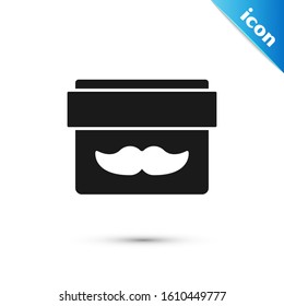 Black Cream or lotion cosmetic jar icon isolated on white background. Body care products for men.  Vector Illustration