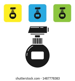 Black Cream or lotion cosmetic tube icon isolated on white background. Body care products for men. Set icons colorful square buttons. Vector Illustration