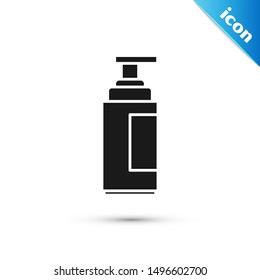 Black Cream or lotion cosmetic tube icon isolated on white background. Body care products for men.  Vector Illustration