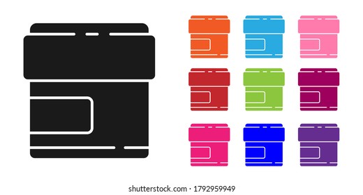 Black Cream or lotion cosmetic tube icon isolated on white background. Body care products for men. Set icons colorful. Vector Illustration