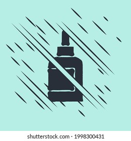 Black Cream or lotion cosmetic tube icon isolated on green background. Body care products for woman. Glitch style. Vector