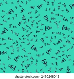 Black Cream or lotion cosmetic tube icon isolated seamless pattern on green background. Body care products for woman.  Vector