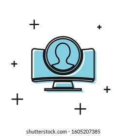 Black Create account screen icon isolated on white background.  Vector Illustration