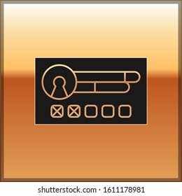 Black Create account screen icon isolated on gold background.  Vector Illustration