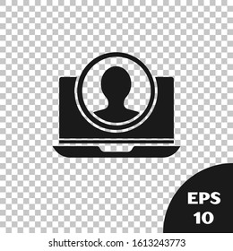 Black Create account screen icon isolated on transparent background.  Vector Illustration