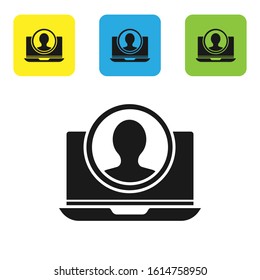 Black Create account screen icon isolated on white background. Set icons colorful square buttons. Vector Illustration