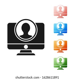 Black Create account screen icon isolated on white background. Set icons colorful. Vector Illustration