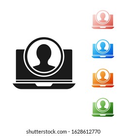 Black Create account screen icon isolated on white background. Set icons colorful. Vector Illustration
