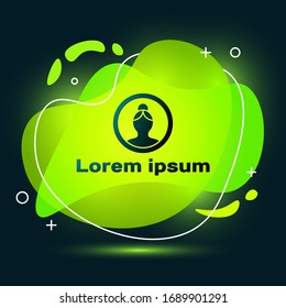 Black Create account screen icon isolated on black background. Abstract banner with liquid shapes. Vector Illustration