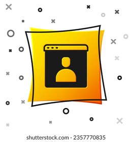 Black Create account screen icon isolated on white background. Yellow square button. Vector