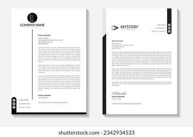 Black Creative and Clean Letterhead. Corporate modern Letterhead design template.