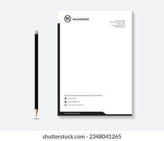 Leyenda creativa y limpia en negro. Plantilla de diseño de membrete moderna para empresas