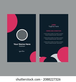 Black creative flat corporate identity card design for employee and students , ID Card design vector template ,Employee name card design template 