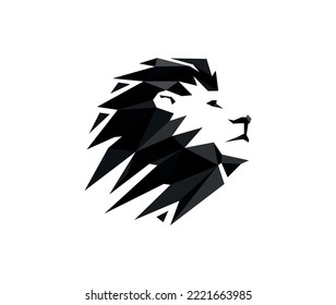 Black Creative Geometric Lion Head logo stock illustration