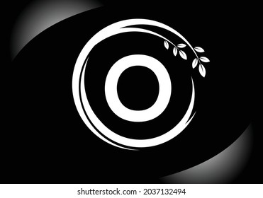 Black Creative Letter O monogram alphabet with leaves. eco-friendly logo concept. Modern vector logo for ecological business and company identity