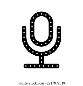 Black creative line microphone icon with dotted on white background. New design, 2023