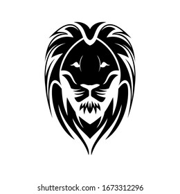 Black Creative  Lion Head Logo Symbol Vector Design Illustration