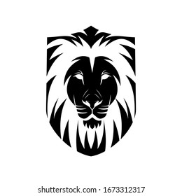 Black Creative  Lion Head Logo Symbol Vector Design Illustration