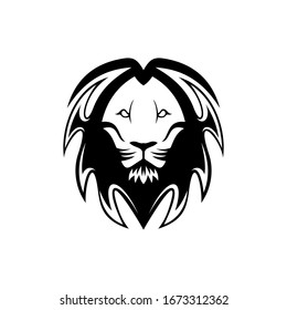 Símbolo de logotipo de cabeza de león creativo negro Ilustración del diseño vectorial