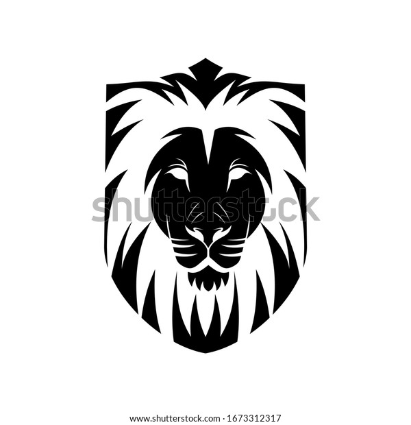 Black Creative Lion Head Logo Symbol Stock Vector (Royalty Free ...