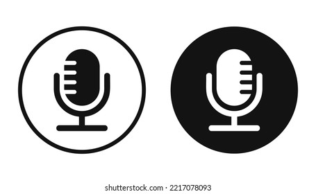 The black creative microphone icon. Modern two-microphone icons. New design, 2023