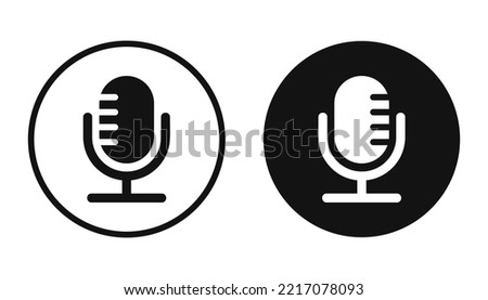 The black creative microphone icon. Modern two-microphone icons. New design, 2023