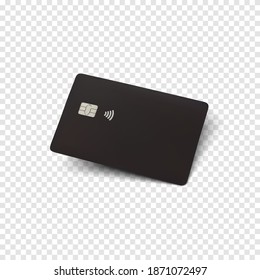 Black credit card. Blank realistic credit card template for your projects. Vector illustration.