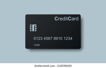 Black credit card template vector illustration.