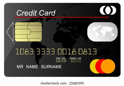 Black credit card vector, highly detailed