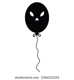 Black Creepy Balloon Vector Icon - Spooky and Sinister Balloon Illustration