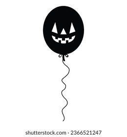 Black Creepy Balloon Vector Icon - Spooky and Sinister Balloon Illustration