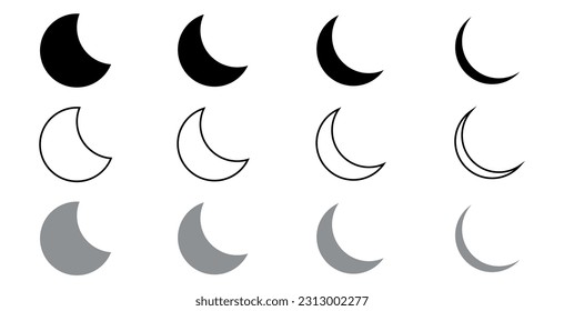 Black crescent moon icon vector illustration
