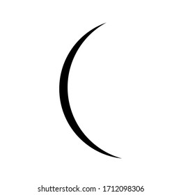 Black crescent moon isolated on white