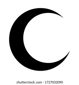 Black crescent moon isolated on white background. icon vector illustration