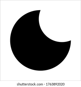 Black crescent moon isolated on white background