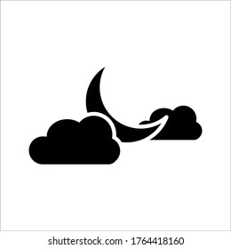 Black crescent moon isolated on white background