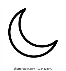 Black crescent moon isolated on white background