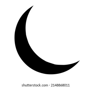 Black crescent moon isolated on white background