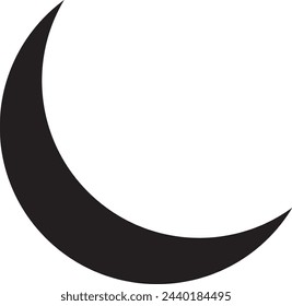 Black crescent moon isolated on white background