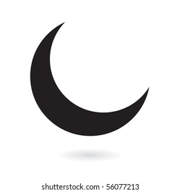Black crescent moon isolated on white