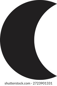 Ilustración vectorial de silueta de luna creciente negra. Icono de cielo nocturno minimalista aislado sobre fondo blanco. Gráfico celeste para marca de bienestar, decoración de vivero y corte de vinilo.