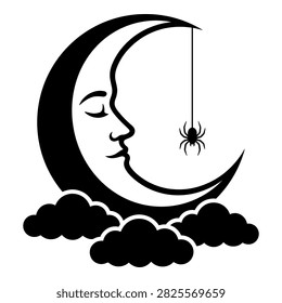 Black crescent moon and