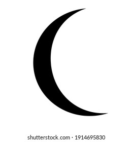Black Crescent Moon Vector Icon for space, Ramadan and Islamic concepts.