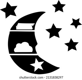 Black crescent with stars for kids' room