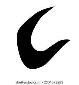 black crescent-shaped minimalistic symbol white background