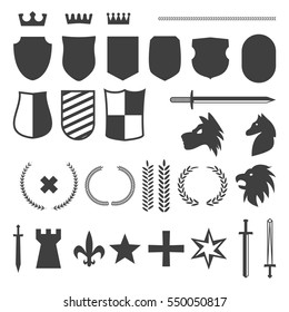 Black Crest Shield Elements Vector Set Stock Vector (Royalty Free ...