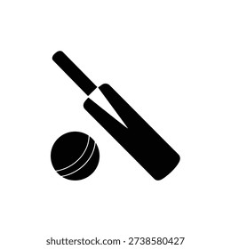 Black cricket bat and ball on white background cricket ball